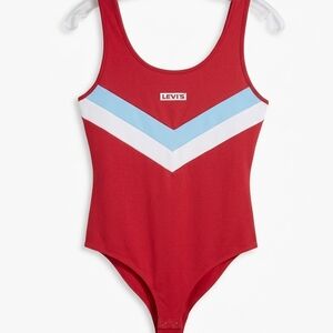 Vintage-Style Levi's Baywatch Red Stripe Bodysuit - Size S